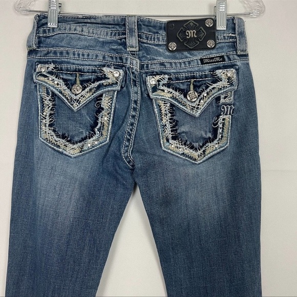 Miss Me Y2K Vintage Signature Boot Medium Wash Low Rise Jeans Size 26 - Picture 6 of 11